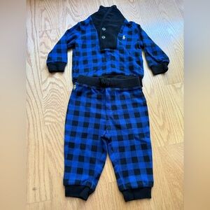 Ralph Lauren 9M Blue and Black Checkered Baby Outfit